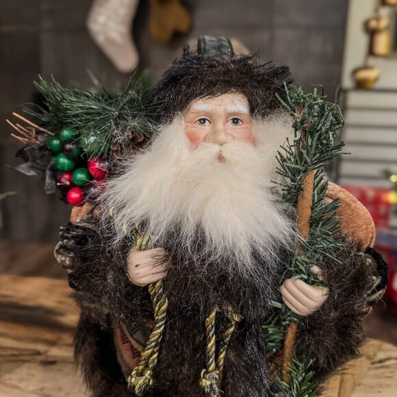 Rustic Old World Woodland Mountain Man Santa Tabletop Christmas Decor , 16”H - Picture 9 of 12